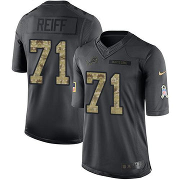 Lions #71 Riley Reiff Black 2016 Salute To Service Jersey