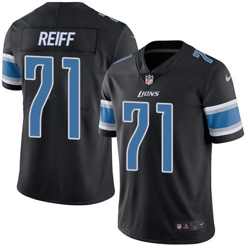 Lions #71 Riley Reiff Black Rush Jersey