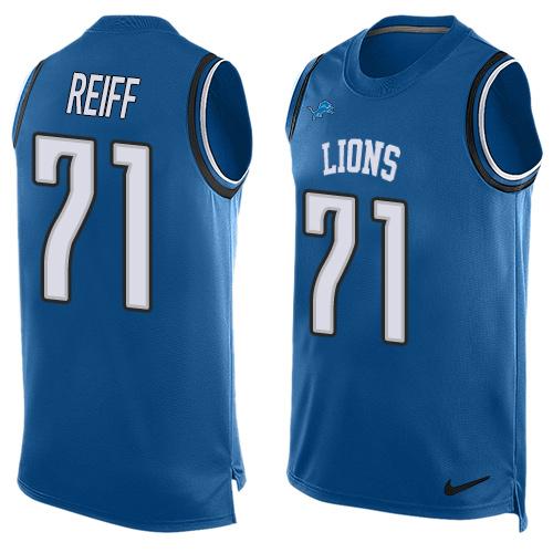 Lions #71 Riley Reiff Blue Team Color Tank Top Jersey
