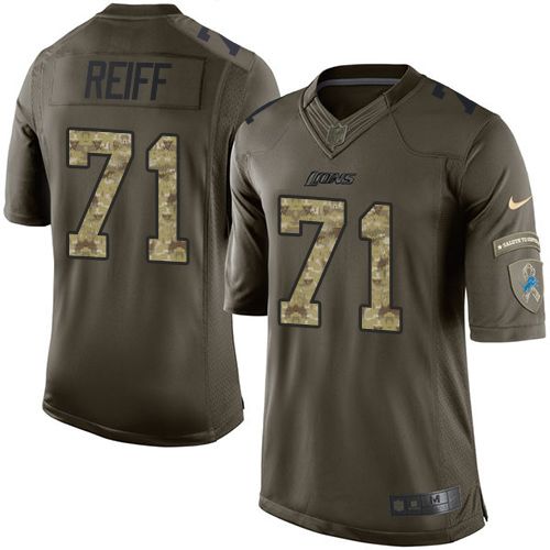 Lions #71 Riley Reiff Green Salute To Service Jersey