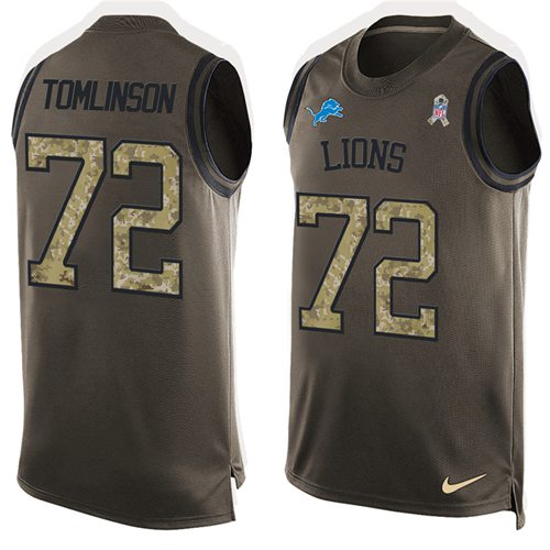 Lions #72 Laken Tomlinson Green Salute To Service Tank Top Jersey