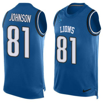 Lions #81 Calvin Johnson Blue Team Color Tank Top Jersey