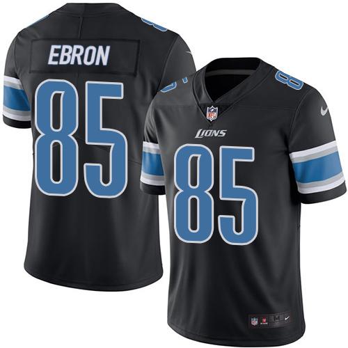 Lions #85 Eric Ebron Black Rush Jersey