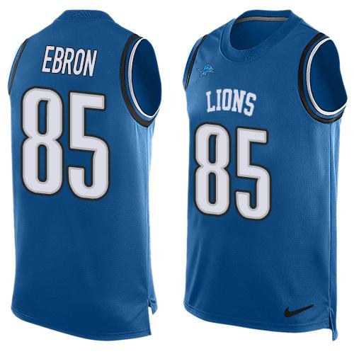 Lions #85 Eric Ebron Blue Team Color Tank Top Jersey