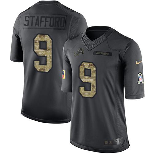 Lions #9 Matthew Stafford Black 2016 Salute To Service Jersey