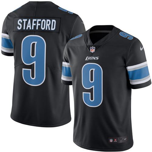 Lions #9 Matthew Stafford Black Rush Jersey
