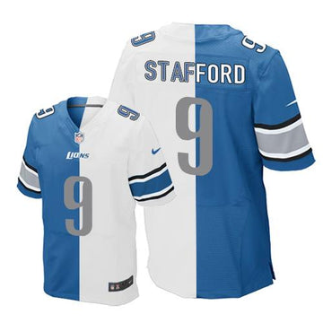 Lions #9 Matthew Stafford Blue-White Elite Split Jersey