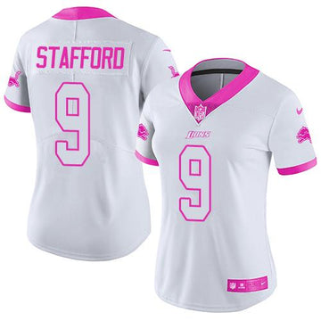 Lions #9 Matthew Stafford White-Pink Rush Fashion Jersey