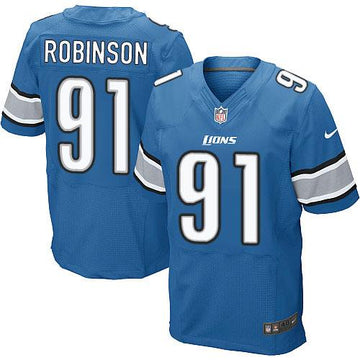 Lions #91 A'Shawn Robinson Blue Team Color Elite Jersey