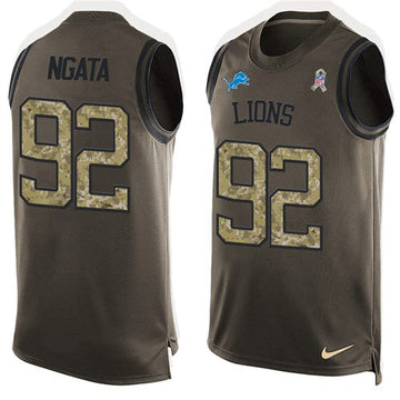 Lions #92 Haloti Ngata Green Salute To Service Tank Top Jersey