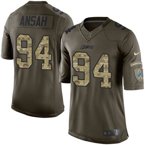 Lions #94 Ziggy Ansah Green Salute To Service Jersey
