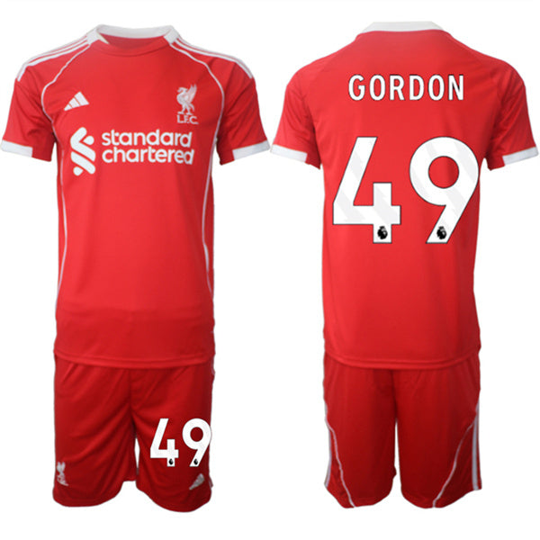 Kaide Gordon Liverpool red Home jersey