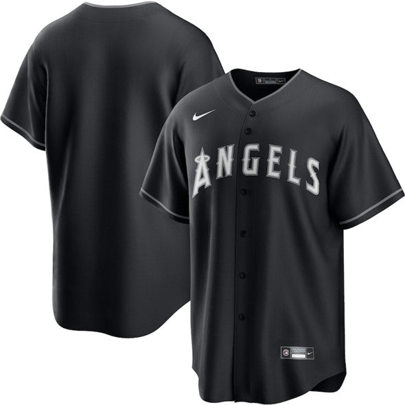 Custom Los Angeles Angels black Lights Out jersey