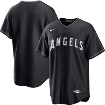 Custom Los Angeles Angels black Lights Out jersey