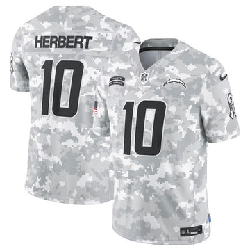 Justin Herbert Arctic Los Angeles Chargers camo Salute To Service jersey