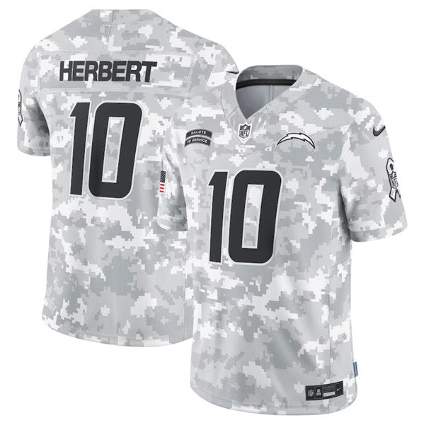 Justin Herbert Arctic Los Angeles Chargers camo Salute To Service jersey