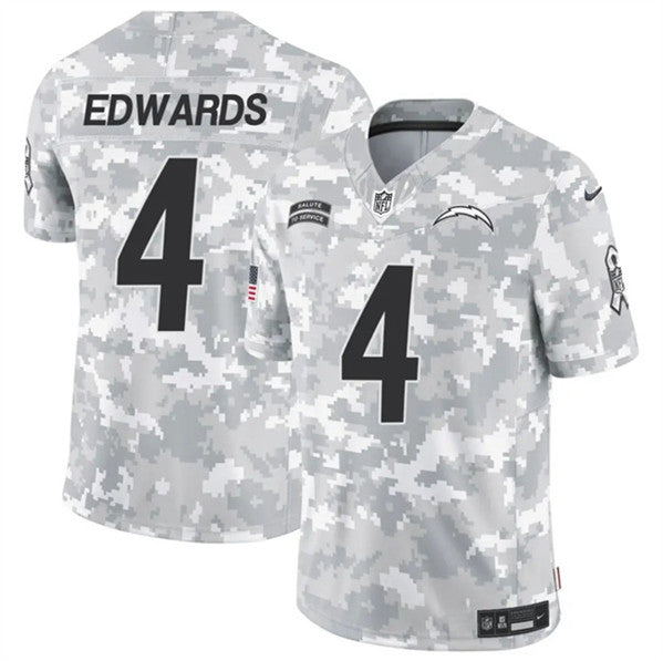 Gus Edwards Arctic Los Angeles Chargers camo Salute To Service jersey