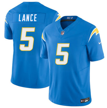 Trey Lance Los Angeles Chargers blue jersey
