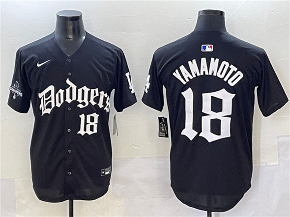 Yoshinobu Yamamoto Los Angeles Dodgers black jersey