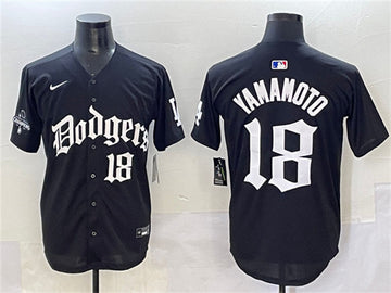 Yoshinobu Yamamoto Los Angeles Dodgers black jersey