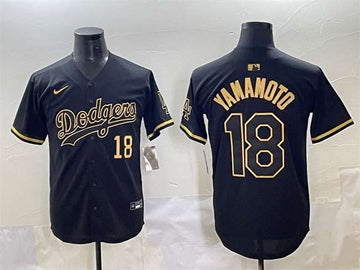 Yoshinobu Yamamoto Los Angeles Dodgers black-gold jersey