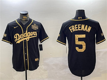 Freddie Freeman Los Angeles Dodgers black-gold jersey