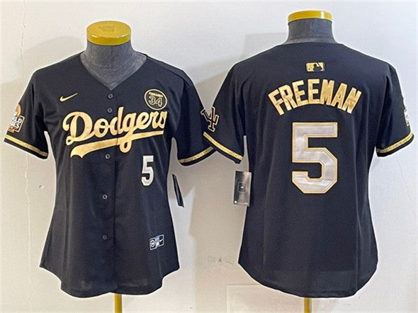 Freddie Freeman Los Angeles Dodgers black-gold jersey