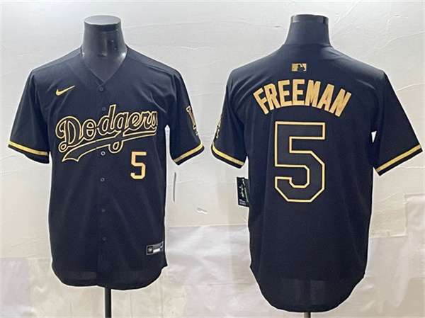 Freddie Freeman Los Angeles Dodgers black-gold jersey