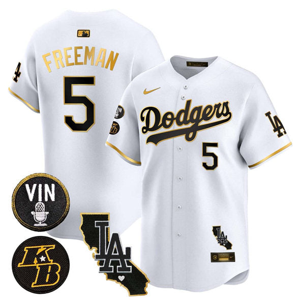 Freddie Freeman Los Angeles Dodgers white-gold jersey