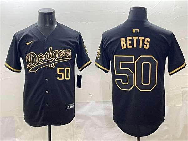 Mookie Betts Los Angeles Dodgers black-gold jersey