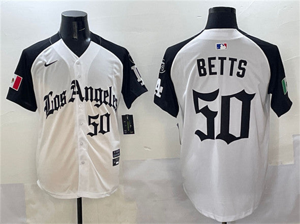 Mookie Betts Los Angeles Dodgers white-black jersey