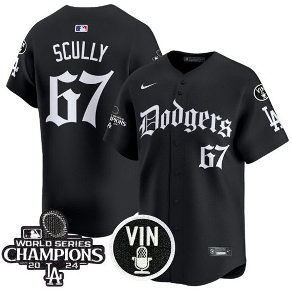 Vin Scully Los Angeles Dodgers black jersey