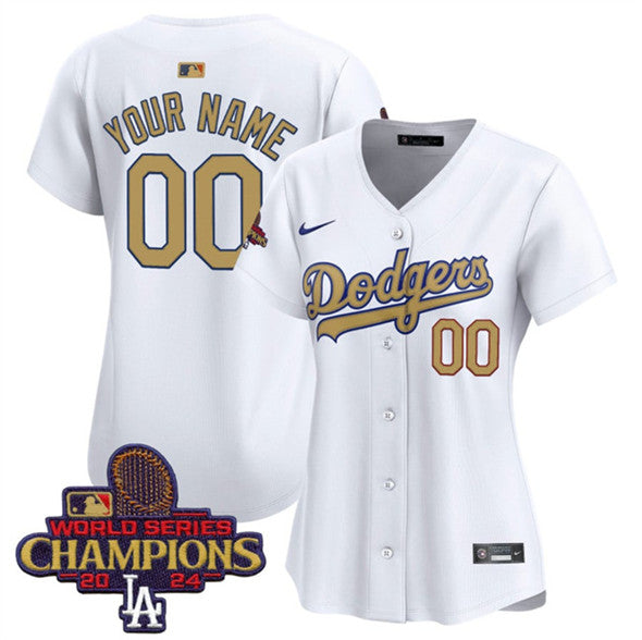 Custom Los Angeles Dodgers white Gold Collection jersey