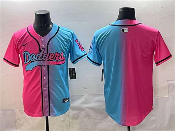 Custom Los Angeles Dodgers pink-blue jersey