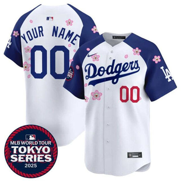Custom Los Angeles Dodgers white-royal jersey