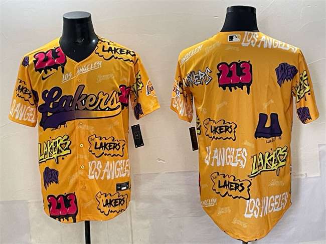 Custom Los Angeles Lakers yellow Limited jersey