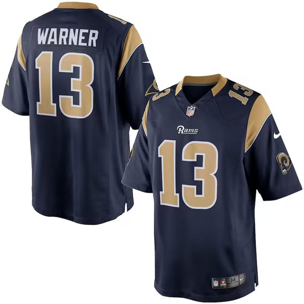 Kurt Warner Los Angeles Rams navy jersey