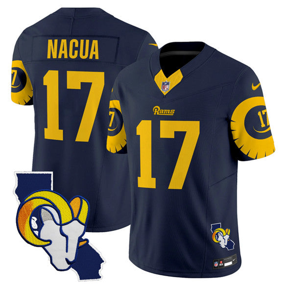 Puka Nacua Los Angeles Rams navy jersey