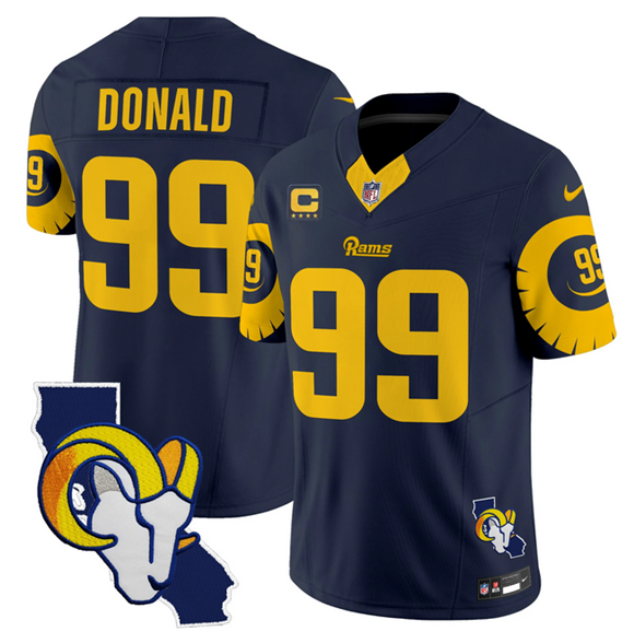 Aaron Donald Los Angeles Rams navy jersey