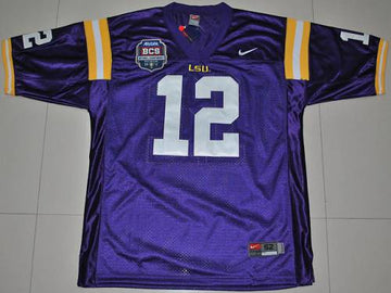 Jarrett Lee LSU Tigers purple jersey