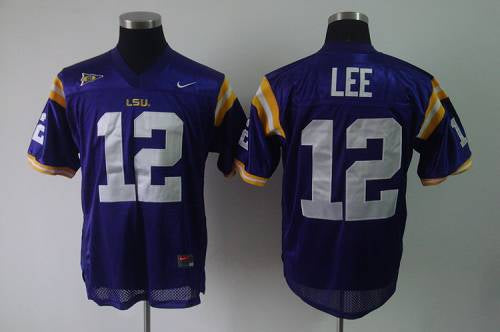 Jarrett Lee LSU Tigers purple jersey