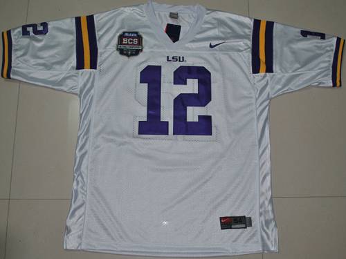 Jarrett Lee LSU Tigers white jersey