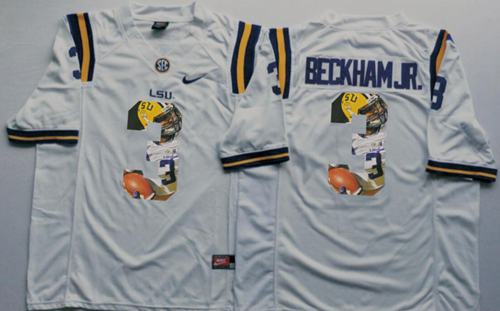 Odell Beckham Jr LSU Tigers white Fashion jersey