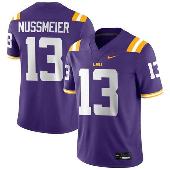Garrett Nussmeier LSU Tigers purple Game jersey