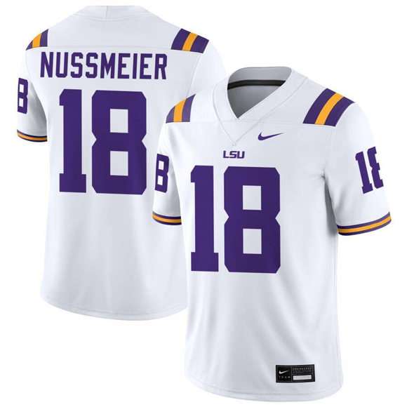 Garrett Nussmeier LSU Tigers white Limited jersey