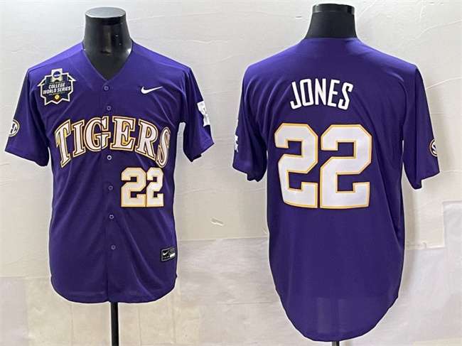 Jared Jones LSU Tigers purple jersey
