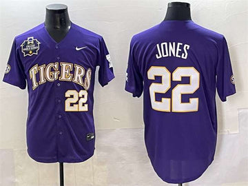 Jared Jones LSU Tigers purple jersey