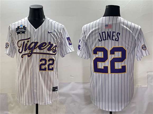 Jared Jones LSU Tigers white jersey