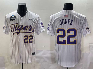 Jared Jones LSU Tigers white jersey