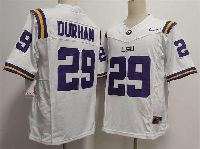 Caden Durham LSU Tigers white jersey